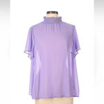 Torrid Lavender Lilac Sheer Chiffon Mock Neck Flutter Sleeve Top Blouse Size L 0 Photo 5