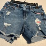 Gap Blue Jean Shorts Distressed Raw Hem Ripped SZ 28 Y2K Straight Leg Denim 5” Photo 3