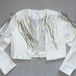 Le lis Boutique White Faux Leather Fringe Jacket 90s Western Country Concert SzS Photo 1