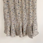 Max Studio  Tan/White Floral Print Ruffle Hem Mini Skirt Side Cinched Size L NEW Photo 5