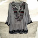 Soft Surroundings Embroidered Small Striped Tunic Top Western Aztec Boho Artsy Photo 1