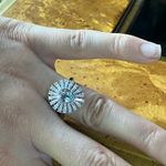 Natural Aquamarine Moissanite Sterling Silver Ring Size 7 Blue Photo 3