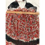 Floral Maxi Dress Medium Red Black Halter Boho Beach Hippie Vacation Lightweight Photo 8