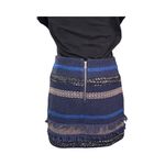 Alice + Olivia  Textured Striped Fringe Mini Skirt Blue Gray Size 2 Photo 3