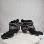 Trouve Bristol Womens Chained Ankle Boots 7M Black Suede Leather Western Bootie Size 7 Photo 13