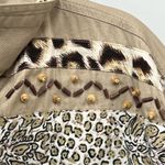 Dressbarn xl safari Animal Print ButtonUp embroidered beaded top jacket cardigan Tan Photo 9
