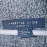 American Eagle  Gray Striped Long Sleeve Knit Jegging Fit Hi Low Sweater size SM Photo 2