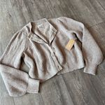 LE JEAN Brown Knit Cardigan Sweater Size 10 Photo 3