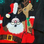 Allison Brittney  Black Christmas Sweater - Santa & Reindeer M Photo 1