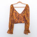 Urban Outfitters Womens Milkmaid Top Size S Orange Floral Boho Crop Romantic NWT Photo 6
