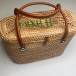 Vintage Wicker Beachy Travel Bag w/Floral Detail Yarn Mexico OS 1950s 1960s Photo 6