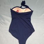 Merona  navy blue one piece twisted front halter bathing suit D22 Photo 4