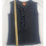 Tory Burch  Women Sheer Lined Silk Beaded Sleeveless Blouse Top Black Size 2 Photo 3