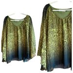 Urban Mangoz Flowy Open Sleeve Leopard Print Summer BOHO Ladies Blouse SZ Medium Photo 1