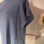 Gap Blue Crew Neck Lace Short Sleeve Top Photo 3