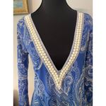 Weston Wear Sheer Blue‎ Paisley Bead Trim Deep V Photo 1