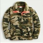 J.Crew Vintage Sherpa Fleece Pullover Jacket Camo Camouflage Olive Army Green Photo 0