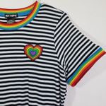 Hot Topic Small Black, White, Rainbow Stripes Heart Patch Dress with Pockets Photo 3