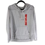 Weatherproof  Womens Sweater Thin Knit Pullover Hooded Pockets Striped Gray M Photo 0