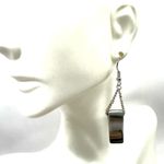 Silver tone rectangular chain drop earrings Photo 2