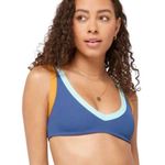 l*space L* Lala Ribbed Colorblock Bikini Top in Slate Pool Blue Inca Gold XL NWT Photo 0