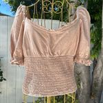 Abercrombie & Fitch puff sleeve smocked sweetheart neck tan crop top Size XL Photo 0