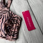Xhilaration Metallic Tie-Front Bralette Bikini Top Metallic Mauve Animal Print S Photo 4