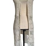 it's our time  Ivory Crochet Fringe Sweater Duster Size L Photo 0