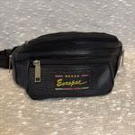 VINTAGE Leather Europac Body Bag‎ Fanny Pack 80s Black Photo 3