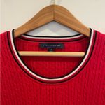 Tommy Hilfiger  Red Cable Knit Sweater with striped neckline for Americana feel Photo 1