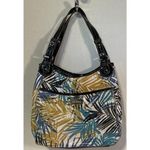 Nine & Co. Black Faux Leather Print Zip Logo Shoulder Handbag Photo 0