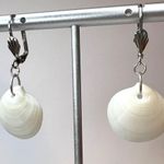 Dangle Earrings Genuine Handcrafted Seashell Silver and White Coastal Beach Photo 10