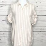 Calvin Klein Jeans Pink & White Stripe Casual Button Up Shirt Women’s Size Large Photo 1