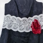 Sara Campbell Black Shimmer Jacquard Sheath Dress w/ White Lace Waistband Size 6 Photo 3