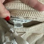 American Eagle  Beige Waffle Knit Flare Drawstring Waist Pants Photo 2