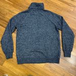 Loft Women Medium Sweater Navy Blue Turtleneck Textured Knit Cotton Blend Raglan Photo 3