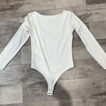 EXPRESS  White Open-Back Bodysuit Photo 0