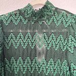 Free People NEW Simone Mock Neck Lace Mini Dress Emerald Green Small Goth Punk Photo 6