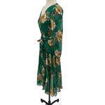 Alice + Olivia Coco Dress Floral Print Long Sleeve Silk Green Size US 2 Photo 8