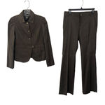 Banana Republic  Linen Blend Brown Pants Suit Set Women's Size‎ 4 Career Blazer Photo 0