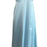 AQUA Satin Cut Out Back A-Line Long Evening Gown Blue Size 10 Formal Dress Photo 0