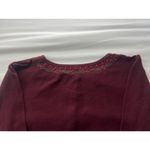 Purple Floral Embroidered Waffle Knit Henley Top Thermal Button Hippie Boho Folk Photo 3