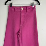 ZARA Marine Straight Bright Pink Jeans Sz 2 High Rise Flare Raw Hem Photo 5