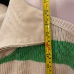Aerie NWOT Green White Stripe Quarter Zip Pullover Sweater Cotton Women Small Photo 8