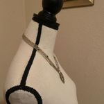 Gold Tone Necklace With Some Two Tone Sections and Rhinestone Costume Pendant Photo 2