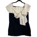 Maeve Anthropologie Bow Front Mini Dress Black White NWT Medium Petite Photo 1