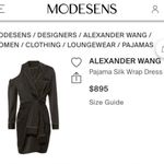 Alexander Wang EUC  Black Pin Striped Pajama Wrap Dress 4 $895 Zip Edges Photo 2