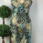 Patrizia Luca Blue & Brown Animal Print Sleeveless Halter Mini Dress 6 Photo 0