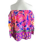 Lilly Pulitzer Sanilla Silk Off The Shoulder Top XXS Pink Fusion Butterfly Neon Photo 9
