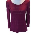 Ann Taylor Plumb Color 3/4 Sleeve Scoop Neck Lightweight /Cutout Knit Sweater XS Photo 0